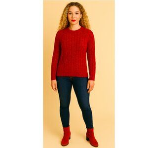 ✨❤️✨ Athleta red and sparkly silver cable knit sweater ✨❤️✨